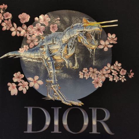 dior dinosaur shirt black|Dior x Sorayama Tyrannosaurus Rex Cherry Blossom .